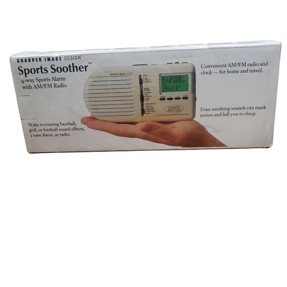 NIB Sports Soother 4 way Alarm with AM/FM Radio Sharper Image Design Home Travel - Picture 10 of 12